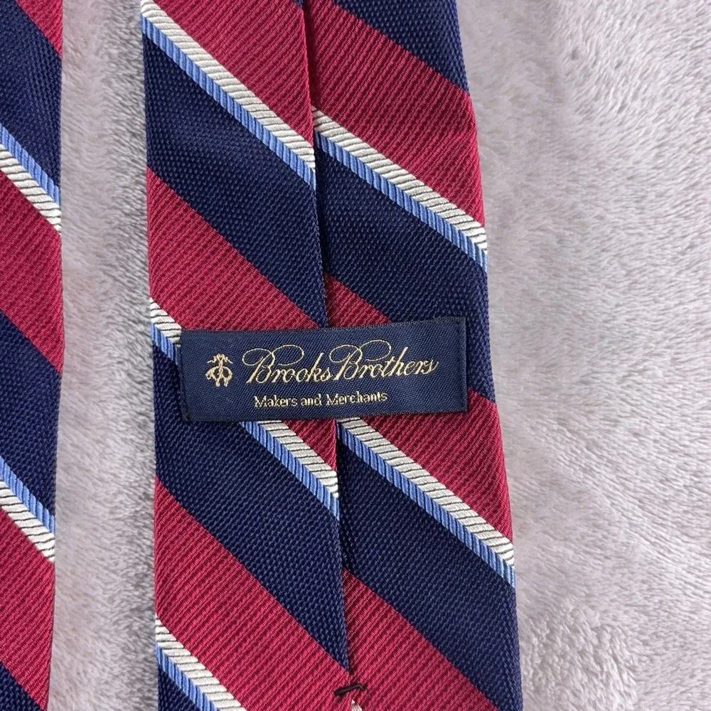 Brooks‎ Brothers Necktie Mens Red Blue Repp Stripe Silk Classic Regimental USA